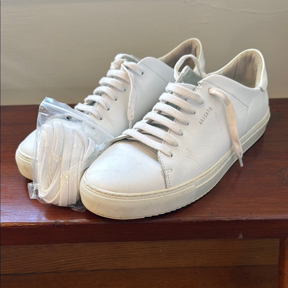 Axel Arigato White Sneakers with Textured Leather and Thick Rubber Sole